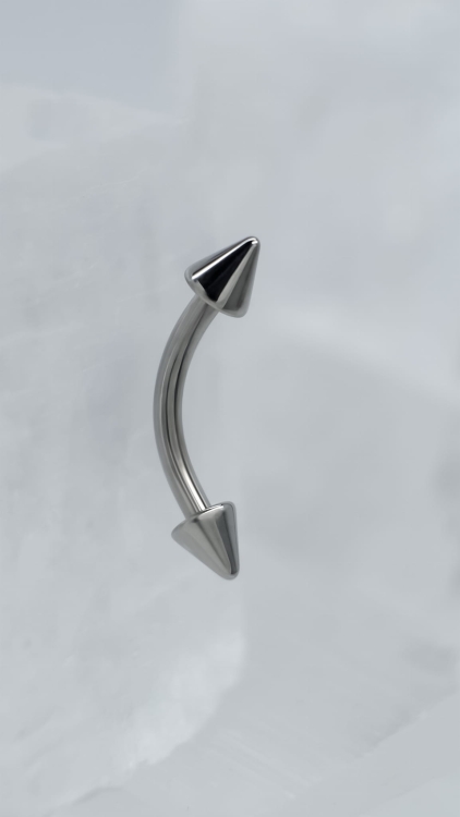 Tytanowy banan do piercingu brwi ze stożkami i gwintem zewnętrznym, tytan implantacyjny 23g ASTM F-136