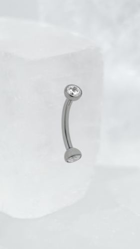 Tytanowy banan z kryształkami, crystal mini, gwint wewnętrzny